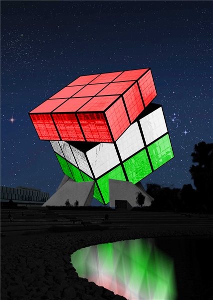Óriás Rubik-kocka épül